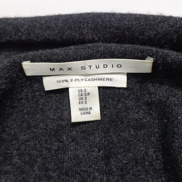 Max Studio Women's Cardigan Sweater Gray 100% 2-Ply Cashmere Open Front Size S - Picture 3 of 6